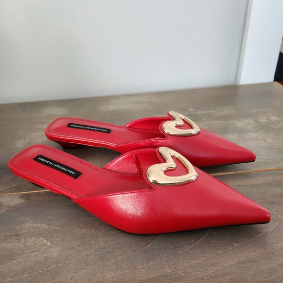 French Connection Shoes - French Connection Red Heart Kitten Mule Heels - Size 8